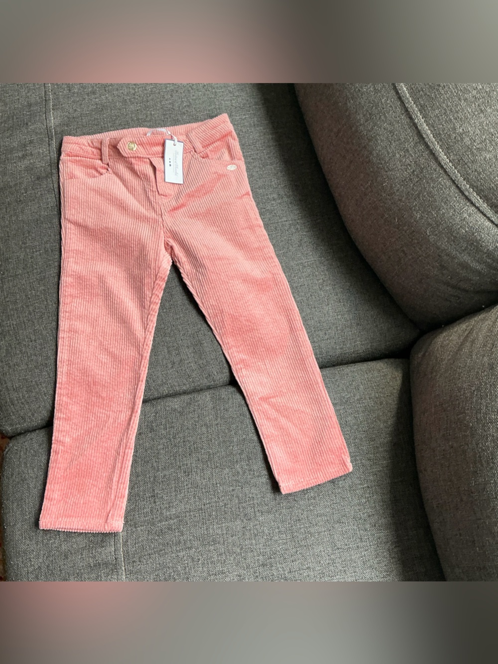 Girls Tartine et Chocolat Kids' Pink Corduroy Straight leg pants size 4 preppy